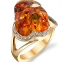 Fire Opal & Diamond Slice Ring